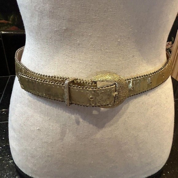 Accessories - Women’ Gold Foil W/Gold Beads On The Edge Ornate Gold Buckle 33x 3/4” Sz Small